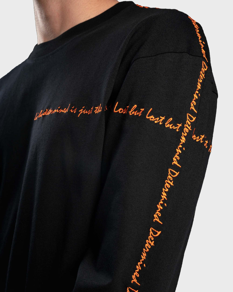 T-shirt 100% coton noir brodé orange | République joseph | vêtement homme
