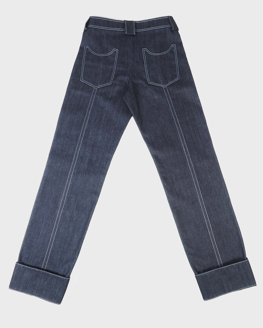 Jeans graphique surpiqué blanc 100% coton | Republique Joseph | vêtement homme 