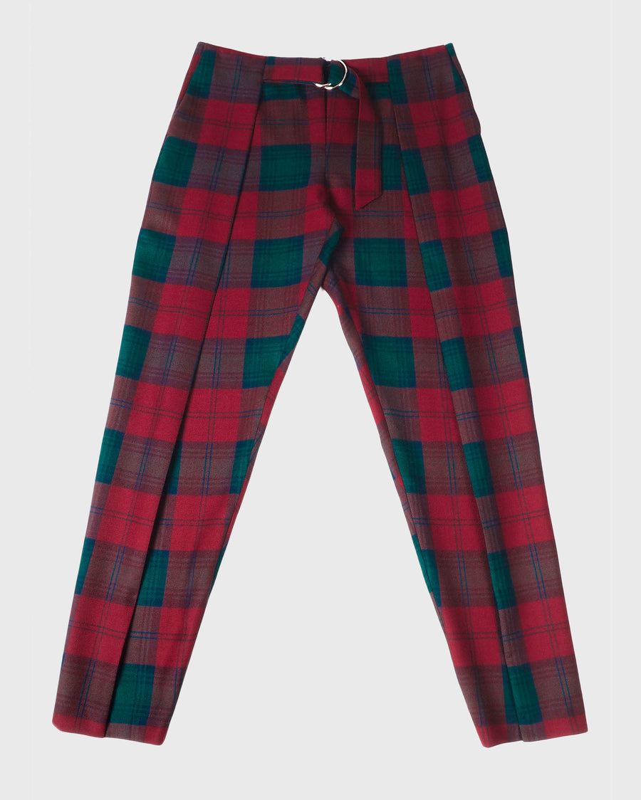 Pantalon graphique plis tartan vert et rouge | République joseph | vêtement homme
