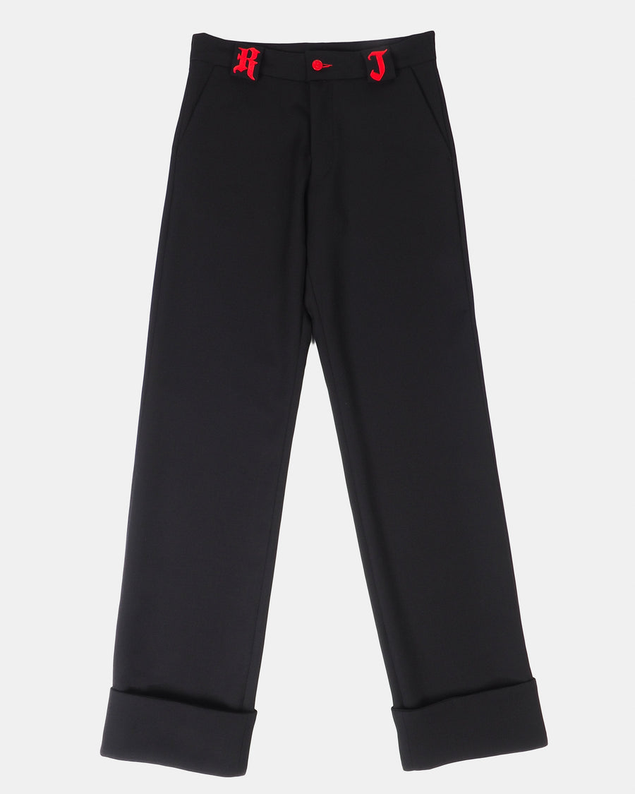 Pantalon mode noir laine brodé rouge | République joseph | vêtement homme  