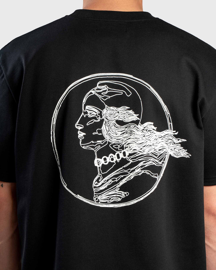T-shirt graphique 100% coton noir imprimé blanc logo | Republique Joseph | vêtement homme