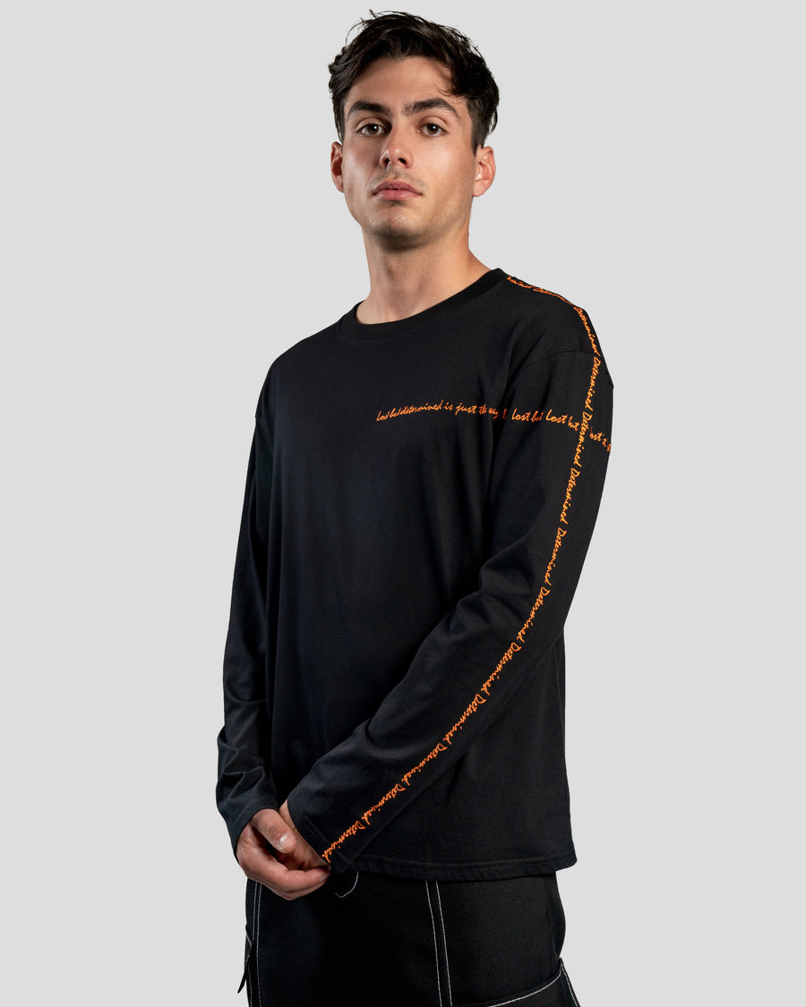 T-shirt 100% coton noir brodé orange | République joseph | vêtement homme